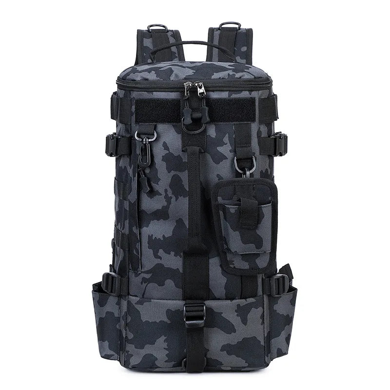 Mochila Tática de Pesca Multifuncional com Suporte para Vara – Bolsa Molle para Equipamentos, Camping e Trilhas