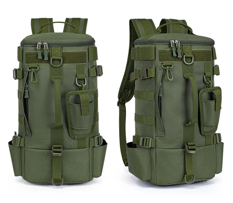 Mochila Tática de Pesca Multifuncional com Suporte para Vara – Bolsa Molle para Equipamentos, Camping e Trilhas