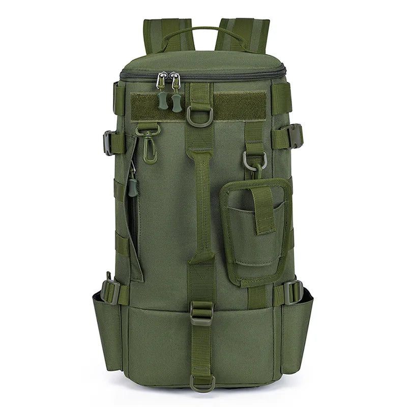 Mochila Tática de Pesca Multifuncional com Suporte para Vara – Bolsa Molle para Equipamentos, Camping e Trilhas