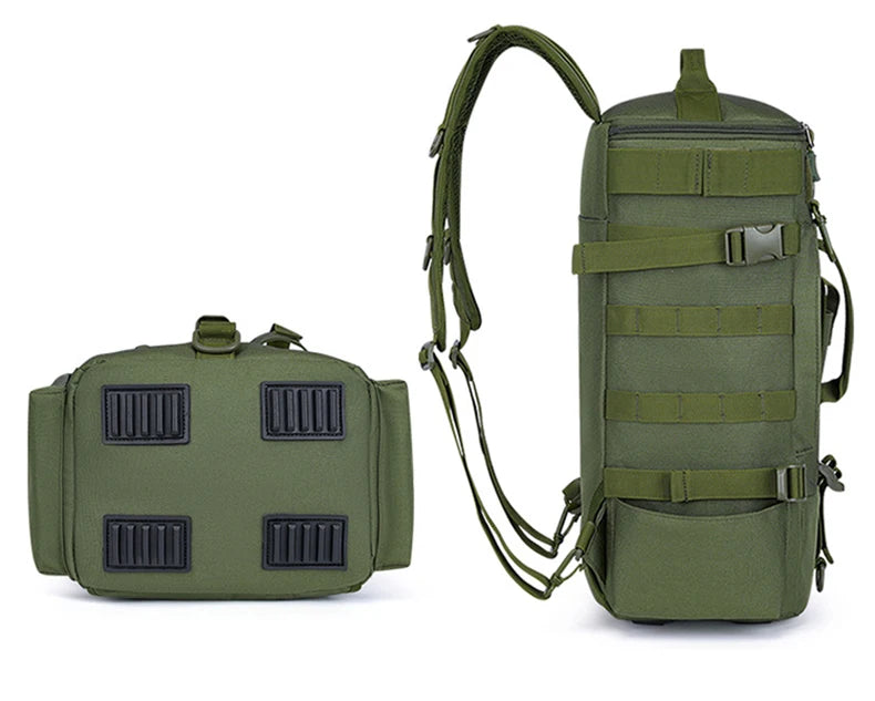 Mochila Tática de Pesca Multifuncional com Suporte para Vara – Bolsa Molle para Equipamentos, Camping e Trilhas