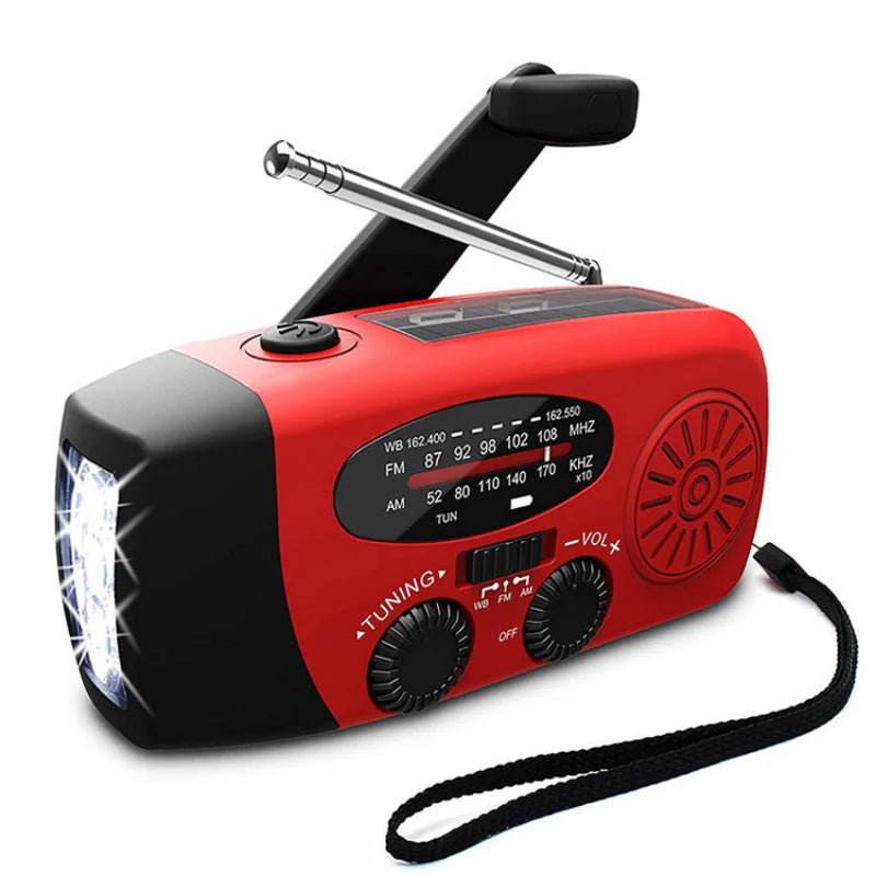 Rádio AM/FM e Manivela - Lanterna de Emergência LED – Power Bank com Geração Manual de Energia para Resgate e Sobrevivência