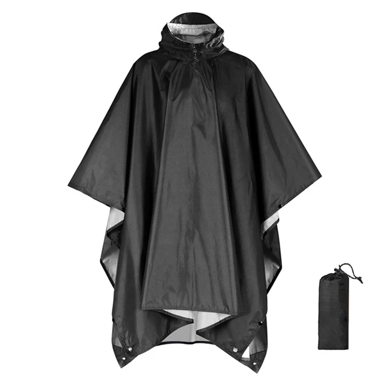 Capa de Chuva Militar 3 em 1 Impermeável com Capuz – Poncho para Camping, Trilhas, Pesca, Moto e Tenda Portátil