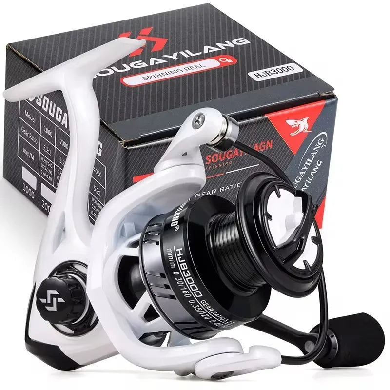 Molinete de Pesca Sougayilang Spinning 11+1BB | Velocidade 5.2:1 | Arrasto 8kg | Carpa, Tilápia, Mar e Água Doce | Manivela em EVA