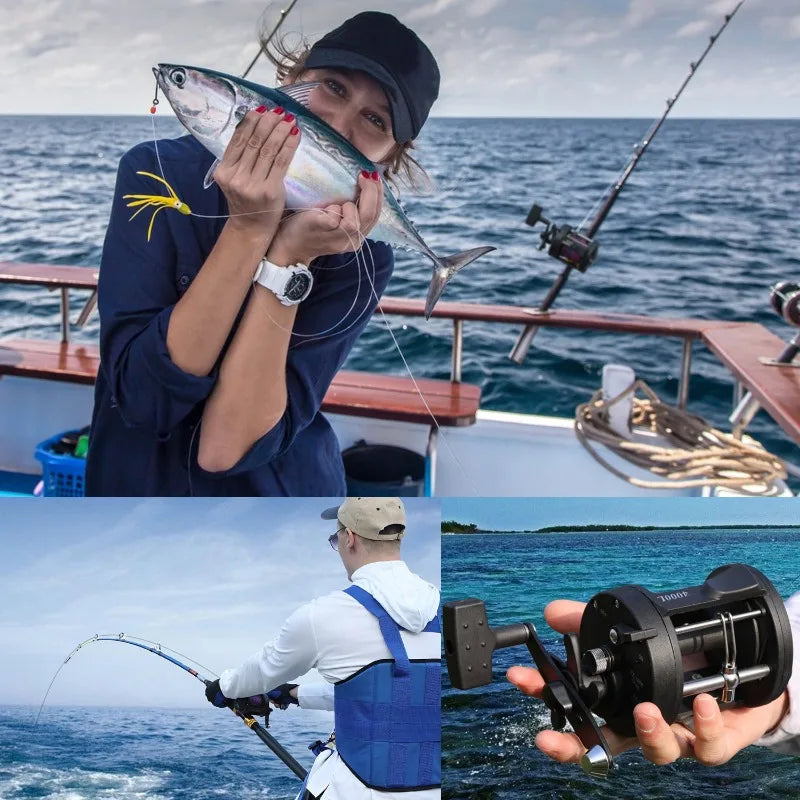 Carretilhas de Pesca de Trolling 3.8:1 Alta Velocidade Super Forte Carretilha de Pesca para Destros Arrasto Máximo de 20kg para Pesca Marítima